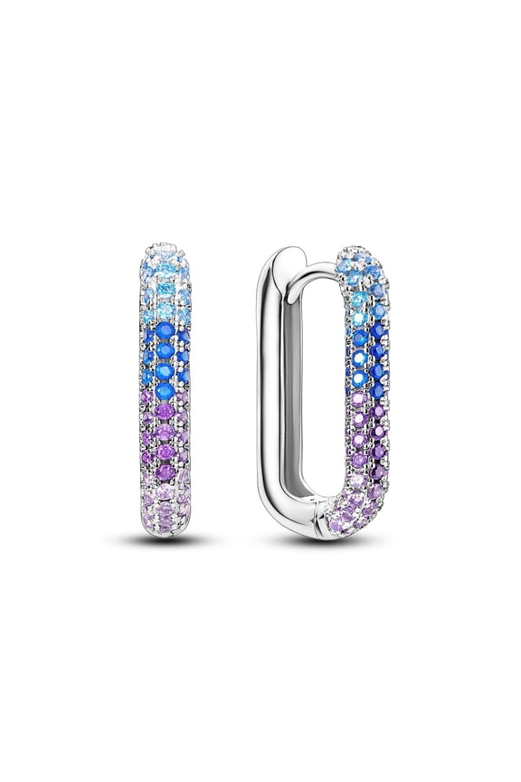 Original Colorful Rainbow Set Full 925 Sterling Silver Hoop Earrings AAA CZ for Women Jewelry Gift