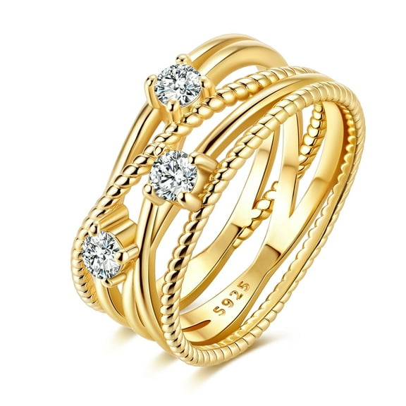 MULA Original Eruopean 925 Sterling Silver Finger Ring Golden Color Interwoven Lines AAA CZ For Women Birthday Gift Jewelry 2 Colors