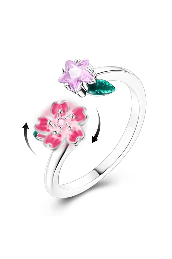Original European 925 Sterling Silver Open Finger Ring Sunflower Heart Love For Women Birthday Gift Jewelry