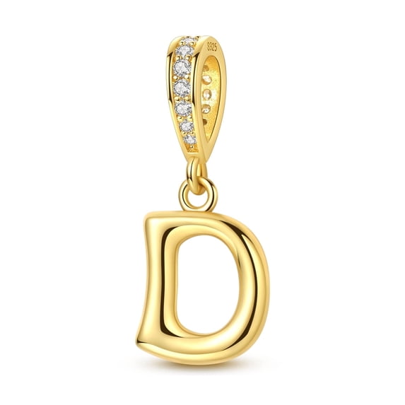 MULA Original Silver Alphabet Letter DCharms Gold Plated Pave AAA CZ DIY Pendant fit Bracelets Gift for Women with Pouch