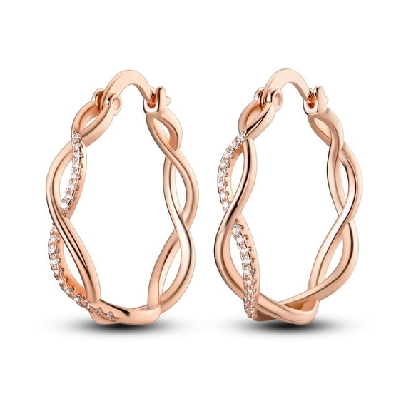 MULA Original Sparkling 925 Sterling Silver Rose Weave Hoop Earrings AAA CZ For Women Jewelry Birthday