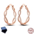thumbnail image 1 of MULA Original Rose Color 925 Sterling Silver Weave Hoop Earrings, Sparkling AAA Cubic Zirconia, Anniversary Birthday Gifts for Her, 1 of 7