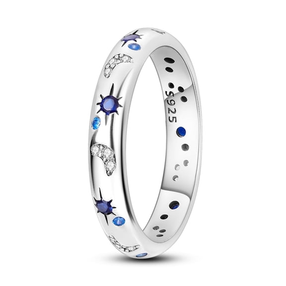 MULA Original Sparkling Starry Night 925 Sterling Silver Finger Ring Blue AAA CZ For Women Jewelry Birthday Gift