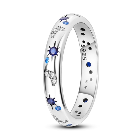 MULA Original Sparkling Starry Night 925 Sterling Silver Finger Ring Blue AAA CZ For Women Jewelry Birthday Gift