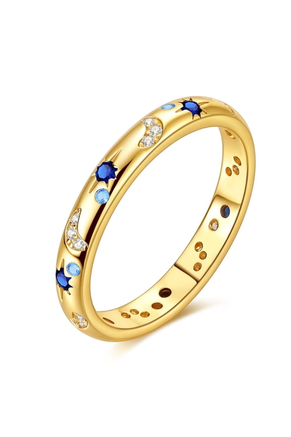 Original Sparkling Starry Night 925 Sterling Silver Finger Ring Blue AAA CZ For Women Jewelry Birthday Gift
