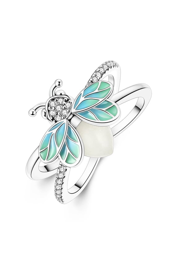Original Summer Luminous Firefly 925 Sterling Silver Finger Ring For Women Jewelry Birthday Valentine's Day Gifts