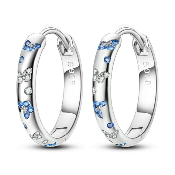 MULA Orignal Butterfly 925 Sterling Silver Big Hoop Earrings Blue AAA CZ For Women Jewelry Birthday Gift
