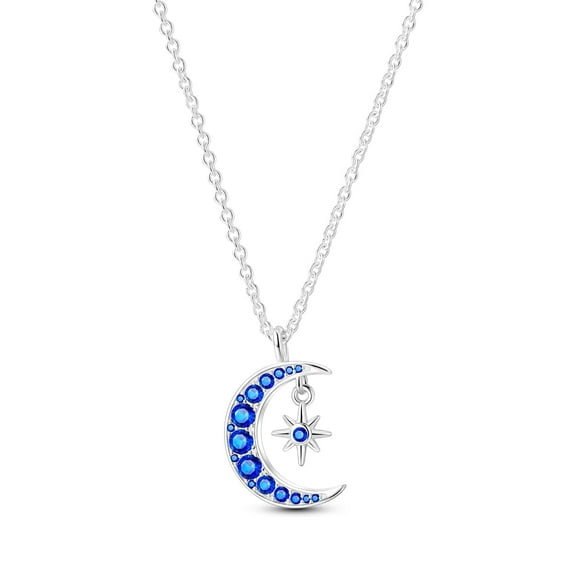 MULA Solid 925 Sterling Silver Necklace Brilliant Star Moon AAA Zircon Pendant For Women Birthday Valentine's Day Gift Jewelry