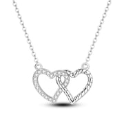 Solid 925 Sterling Silver Necklace Heart to Heart AAA CZ Pendant For Women Birthday Valentine's Day Gift Jewelry