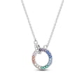 thumbnail image 1 of MULA Christmas Silver Necklace Love Colored AAA CZ Circle Pendant For Women Hypoallergenic Birthday Valentine's Day Gift Jewelry, 1 of 5
