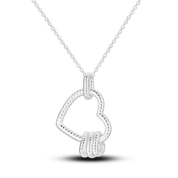 MULA Solid 925 Sterling Silver Necklace Snake Bone Patterned Multi-ring Heart-shaped AAA CZ Pendant For Women Birthday Valentine's Day Gift Jewelry