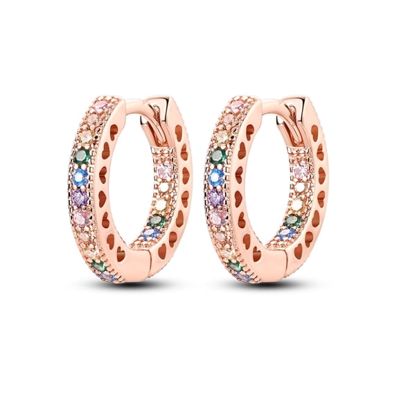 MULA Sparkling 925 Sterling Silver Rose Hoop Earring for Women Colorful 5A Zirconia Jewelry