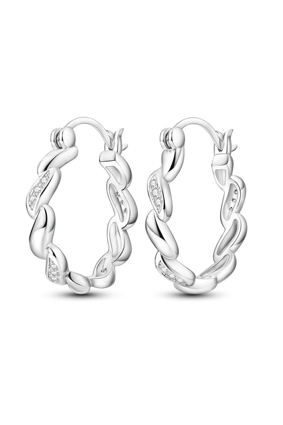 Sparkling Twisted Rope 925 Sterling Silver Hoop Earrings AAA CZ Women Jewelry