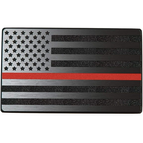 MULL USA 3D Metal Flag Fender Emblem for Cars Trucks 1pcs (5"x3", Black & Red Line)