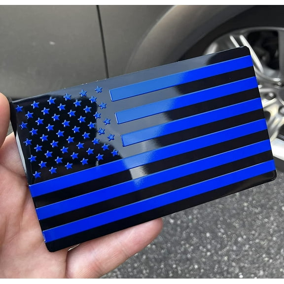 MULL USA Black Flag Auto Car Fender Emblem for Cars Trucks Laptop Walls (5"x3", Black Blue)