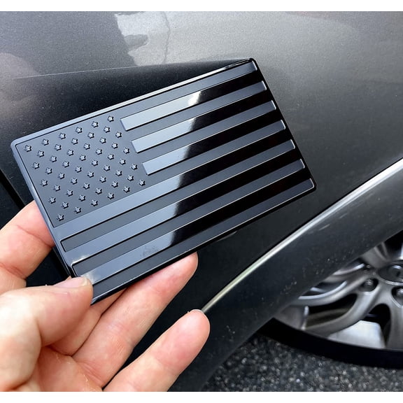 MULL USA Black Flag Auto Car Fender Emblem for Cars Trucks Laptop Walls (5"x3", Black)