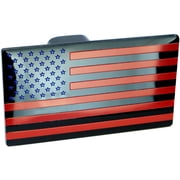 MULL USA Flag Metal Trailer Hitch Cover Fits 2.5" Receiver, Black Red