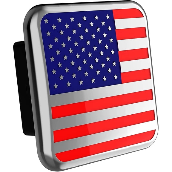 MULL USA Flag Metal and Rubber Hitch Cover Plug Fits 2" Receivers