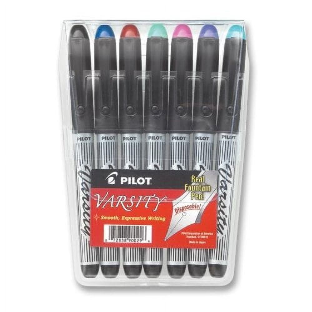 MULTI 4 PACKS: Pilot Varsity Disposable Fountain Pens, 7-Pack Pouch, Assorted Color Inks (90029)