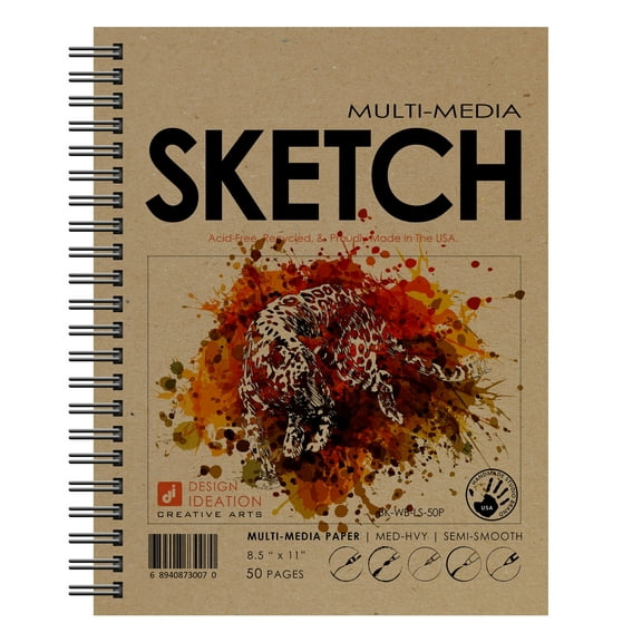 Creative Project Sketchbook. Wire Bound. Mixed Media Paper. (8.5" x 11") WB-2550-LS. (5 Book Value Pack)