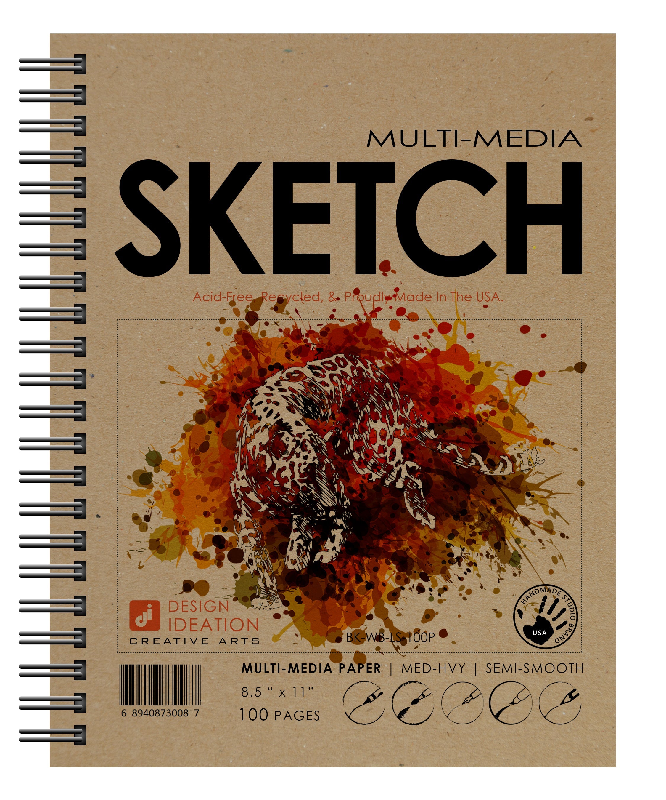 MULTI-MEDIA Sketch Book. Wire BOUND. Journal Style. Multi-Media. (8.5 inch x 11 inch)