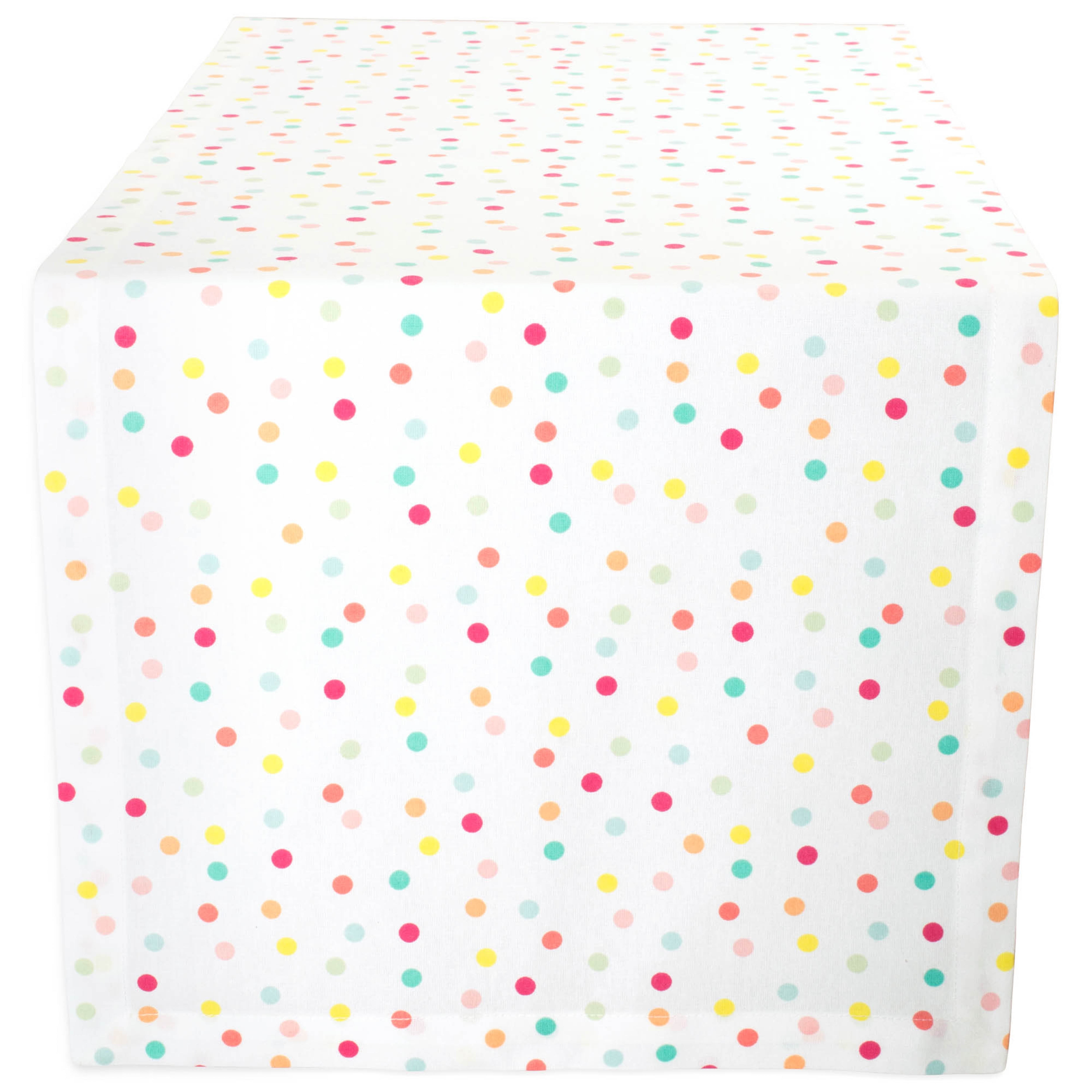 Multicolor Polka Dot Cotton Table Runner 14x72