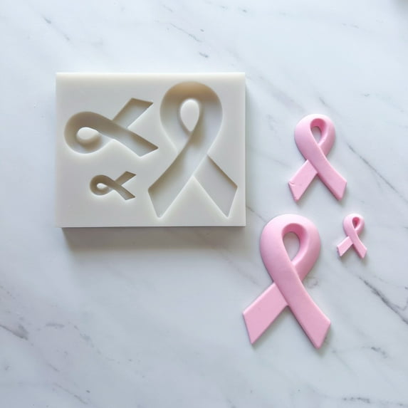 MULTI SIZE CANCER AWARENESS RIBBON TRIO BAKING MOLD FOR CUPCAKES, CAKEPOPS, CHOCOLATE STRAWBERRIES, PRETZELS & RICE KRISPIES