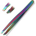 thumbnail image 2 of INSTUMAX® Slant Tip Tweezers – Precision Stainless Steel Eyebrow Tweezer For Men & Women (4-Inch, Green) 2 of 5
