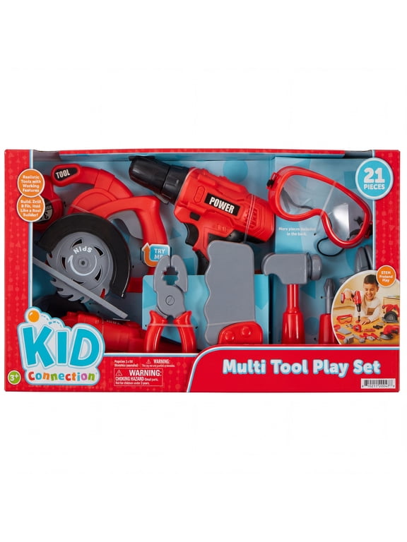 21 Pieces Construction Tools Set, Real Pretend Play Toys, Birthday Gift for Kids Age 3+