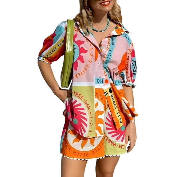 ESEA womens  2pc Linen-Blend Shirt & Short Set, 6