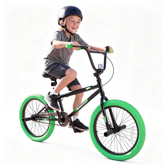 MULTIGOT Freestyle BMX Bike, 20" Trick Bicycle w/ 270 Steering, Adjustable Seat Green