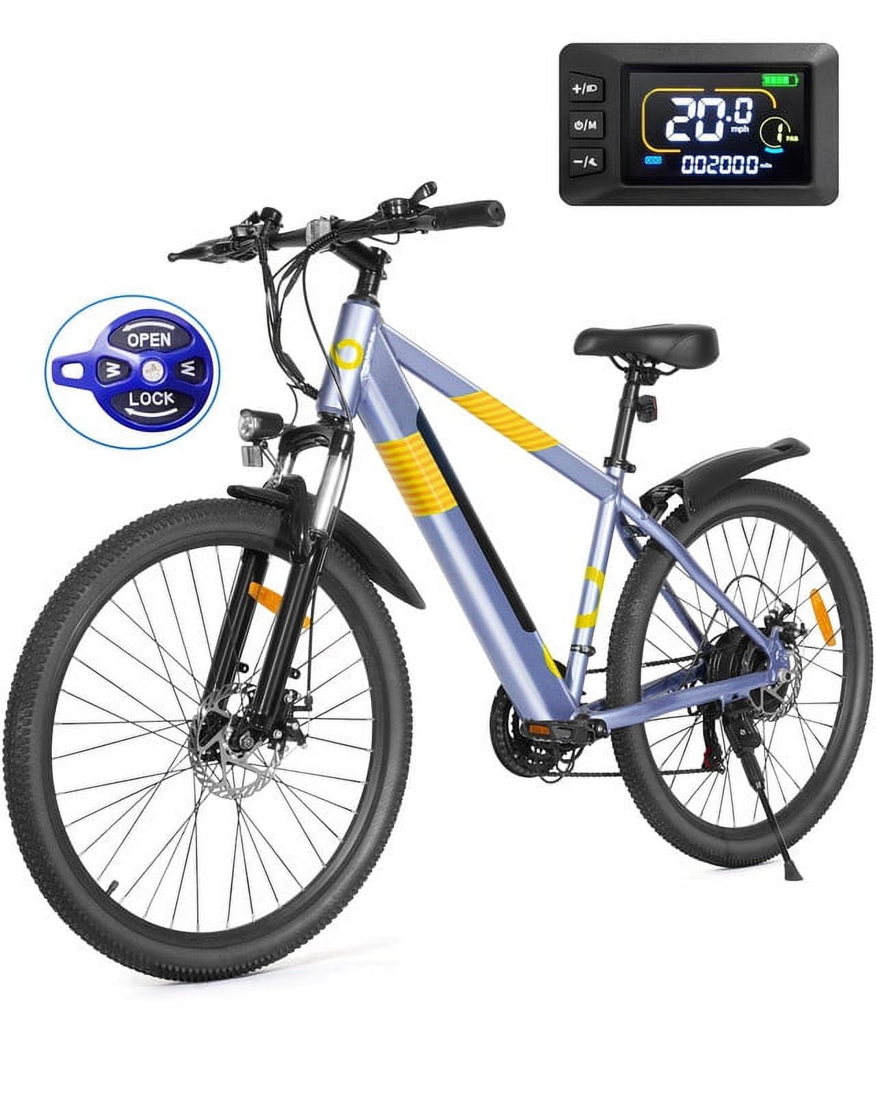 MULTIJOY EB263 Electric Bike for Adults,48V Built-in Invisible Removable Battery,500W Motor(Peak 700W) Electric Mountain Bike,26" Tires Front Fork Suspension with Fenders,UL Certified 21-Speed