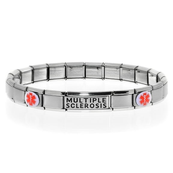 MULTIPLE SCLEROSIS Medical Alert ID Bracelet, Modular Charm Style - SIZE OPTION A