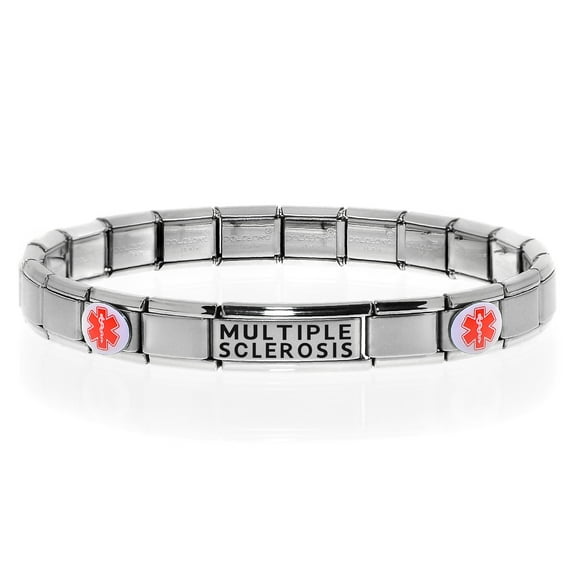 MULTIPLE SCLEROSIS Medical Alert ID Bracelet, Modular Charm Style - SIZE OPTION D