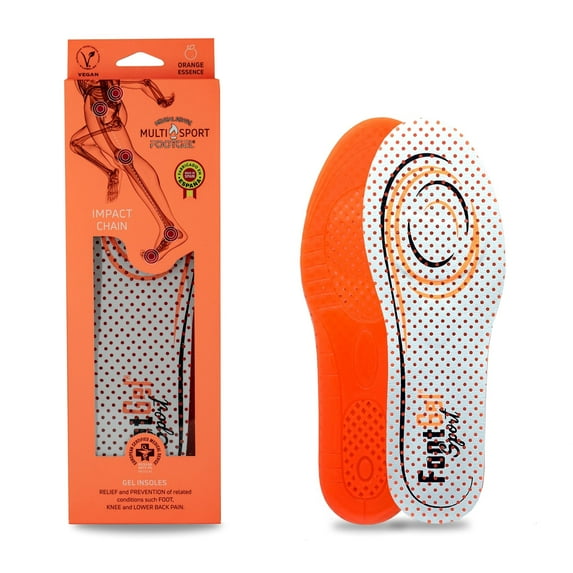 MULTISPORT INSOLES FOR GENERAL SPORTS PRACTICE BY FOOTGEL Exclusive Orange Essence