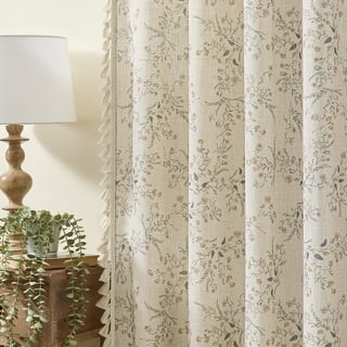 Muuphra Vintage Floral Linen Blend Rod Pocket Light-filtering Curtains for Living Room Bedroom,2 Panels, 54" x 63"