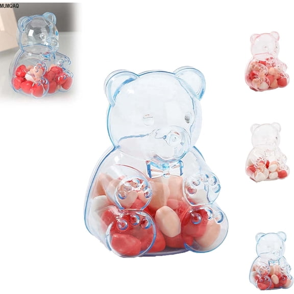 MUMQAQ 12 PCS Gummy Bear Jar Container - Large Gummy Bear Containers Plastic, Clear GummyBear Container, Creative Bears Shaped for Valentine's Day, Gifts & Party Decor