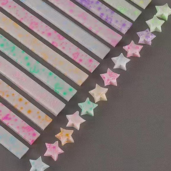 MUMQAQ 210 Sheets Luminous Origami Stars Paper 10 Colors Strips Decor Star Lucky U5T3