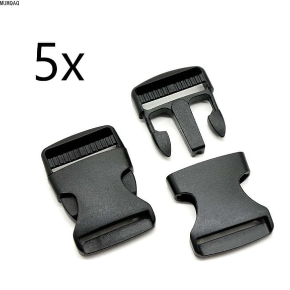 MUMQAQ 5x Backpack Buckle 1" Strap Wide Plastic Clasp Lock Helmet Clip Release Black