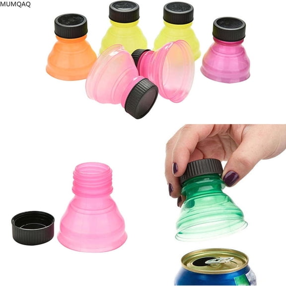 MUMQAQ 6Pcs Random-color Soda Saver Pop Beer Beverage Can Cap Flip Bottle Top Lid Protector Snap On
