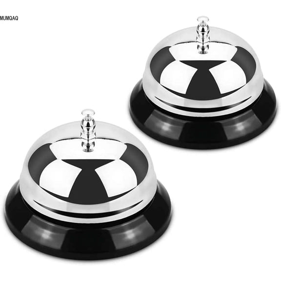MUMQAQ Call Bell, Service Bell for The Porter Kitchen Restaurant Bar Classic Concierge Hotel (3.35 Inch Diameter) (Silver)(2 Pack)