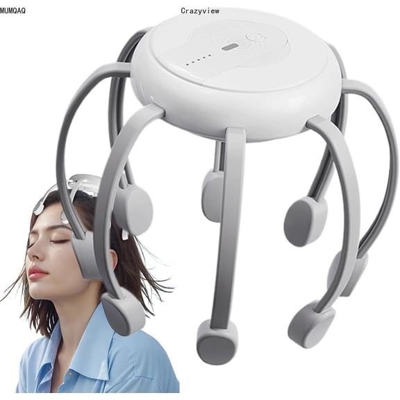 MUMQAQ Electric Scalp Massager - Vibrating Octopus Head Scratcher, 360 Degree Deep Muscle Relaxation, 8 Detachable Massage Claws, Portable Head Gadget | Electric Scalp Stimulator for Home Use
