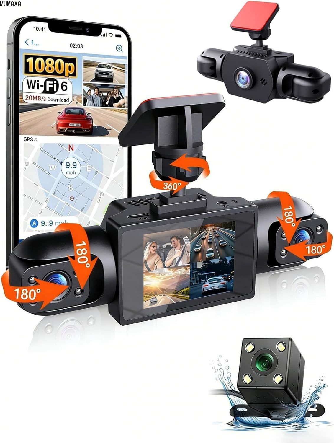 Dashcam 360° Full View – 4K Frontale E 1080p Laterali/Posteriore, Display IPS 3.16"