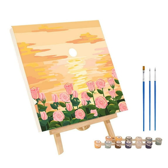 MUMQAQ Rose landscape diy digital oil painting hand-colored painting oil X0A2