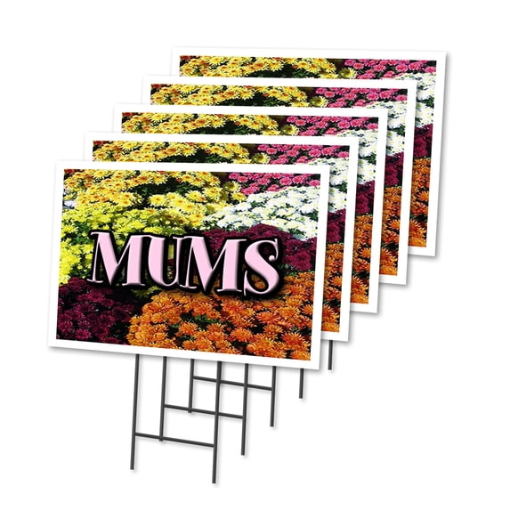 MUMS 5 Pack Of 18" x 24" Yard Sign & Stake | Advertise Your Business | Stake Included Image On Both Sides | Made in The USA