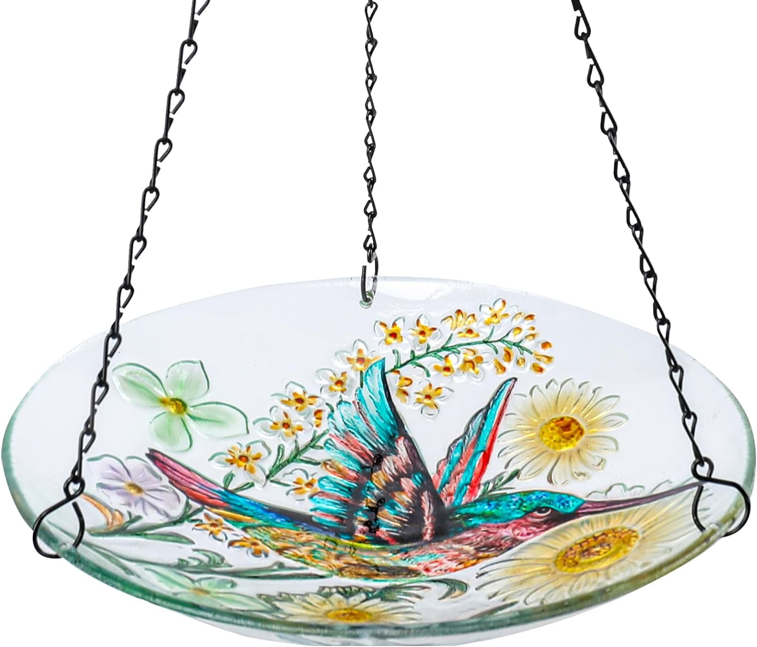 MUMTOP 11 inch Hanging Bird Bath Bird Baths for Outdoors,Glass