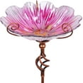 thumbnail image 1 of MUMTOP 31 Inch Height Glass Birdbath Birdfeeder with Metal Stake Garden Yard Outdoor Pink, 1 of 7