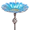 thumbnail image 1 of MUMTOP Bird Baths for Outdoors, Glass Birdbaths Outdoor Garden Birdfeeder with Metal Stake Bowl with Stake for Garden Yard Decor Blue, 1 of 7