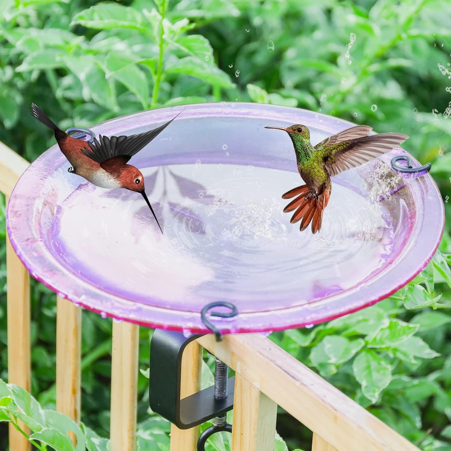 MUMTOP Deck Mounted Bird Bath, Glass Bird Baths Bowl Spa with ...