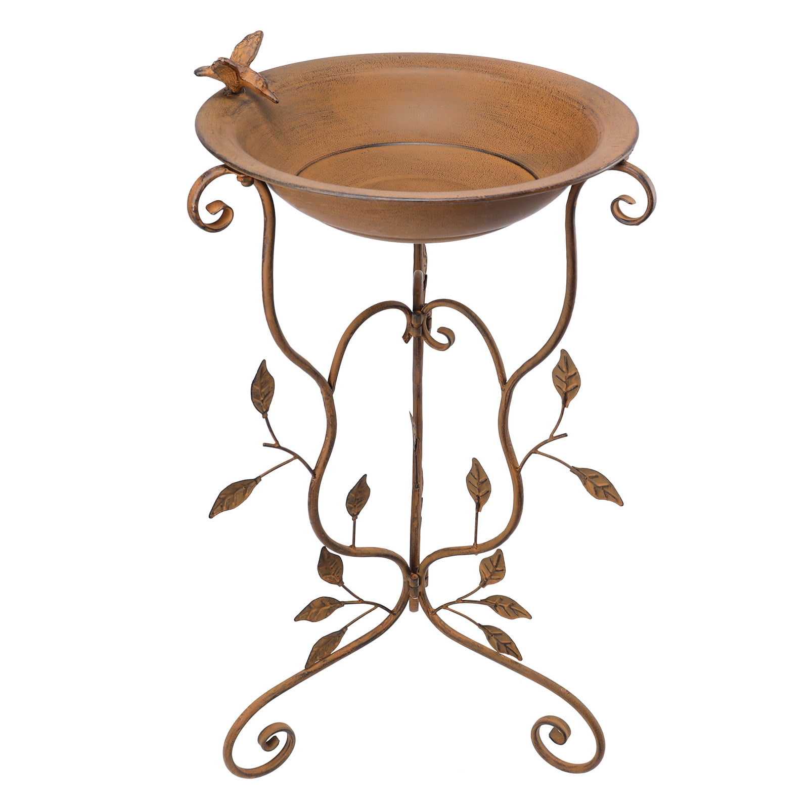 MUMTOP Large Vintage Metal Bird Bath with Stand, 4 inch Deep Bird Baths
